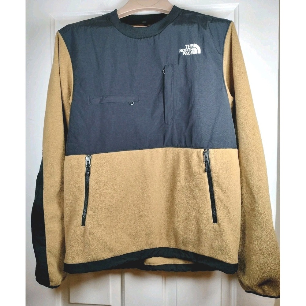 The North Face Men's Small Fleece Pullover Jacket Tan Black Colorblock